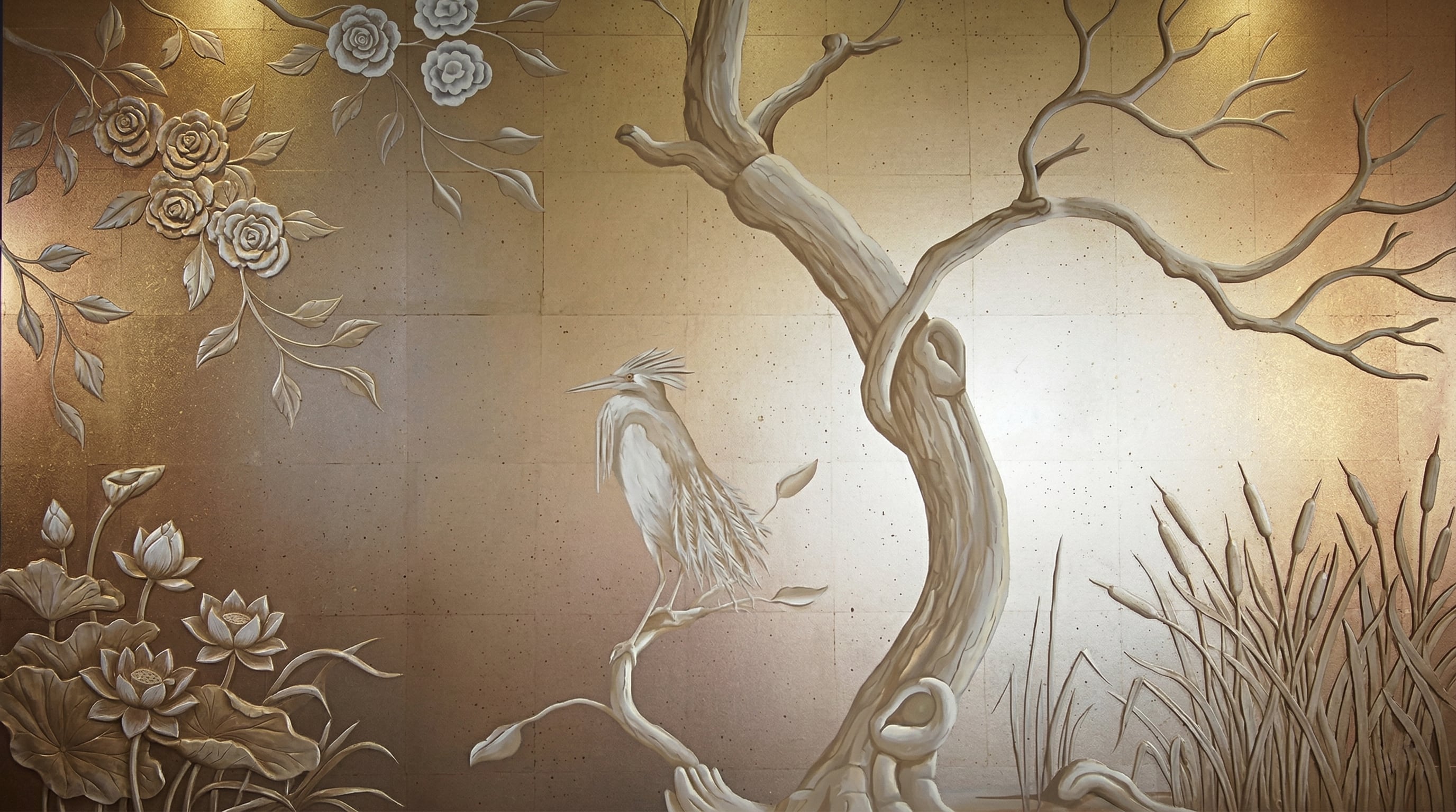 Gold Leaf Gilded Chinoiserie for London Mansion
