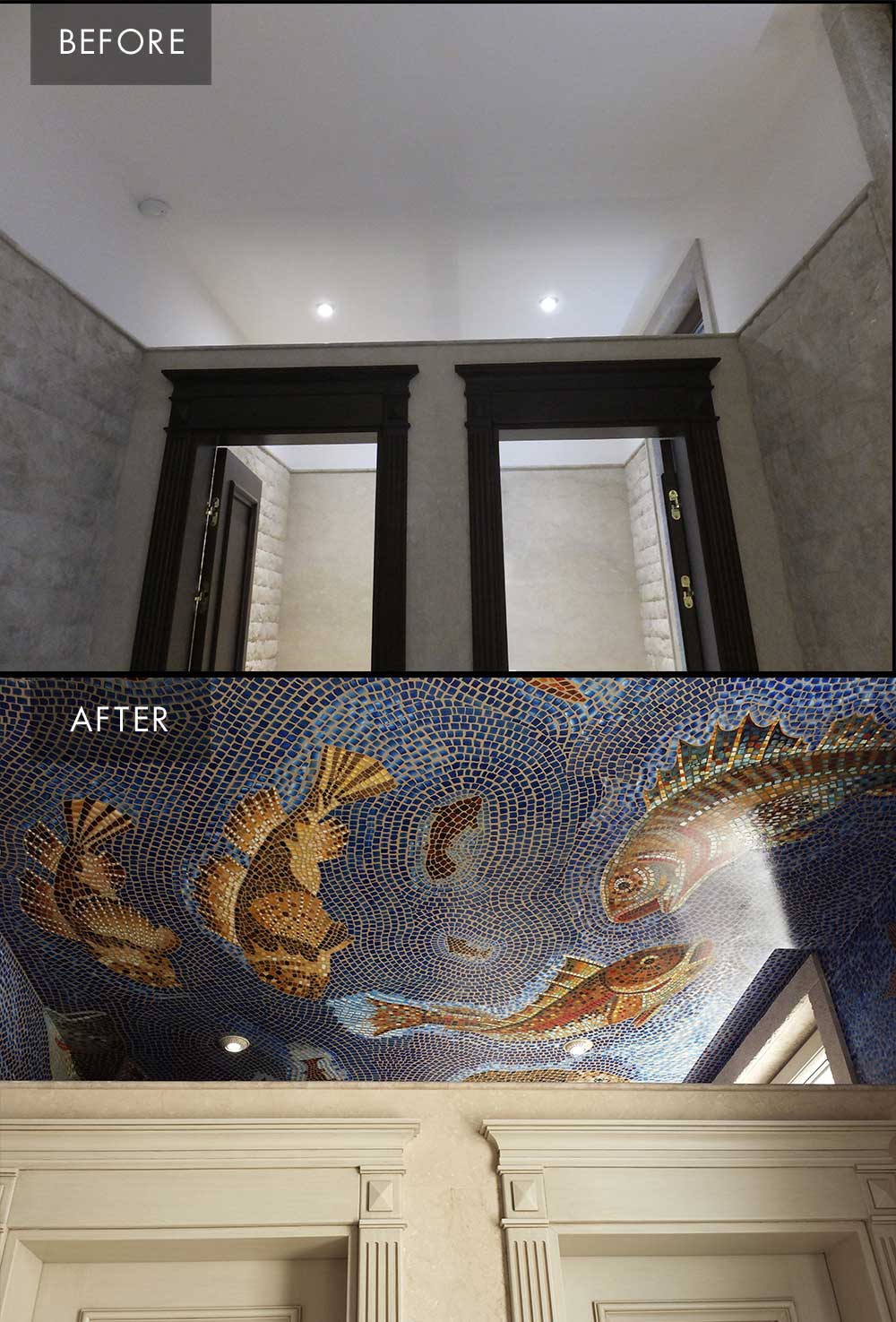 Gold Leaf Mosaic Fish Artwork - Image 2