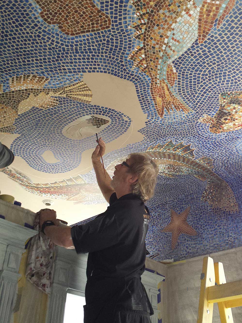 Gold Leaf Mosaic Fish Artwork - Image 1