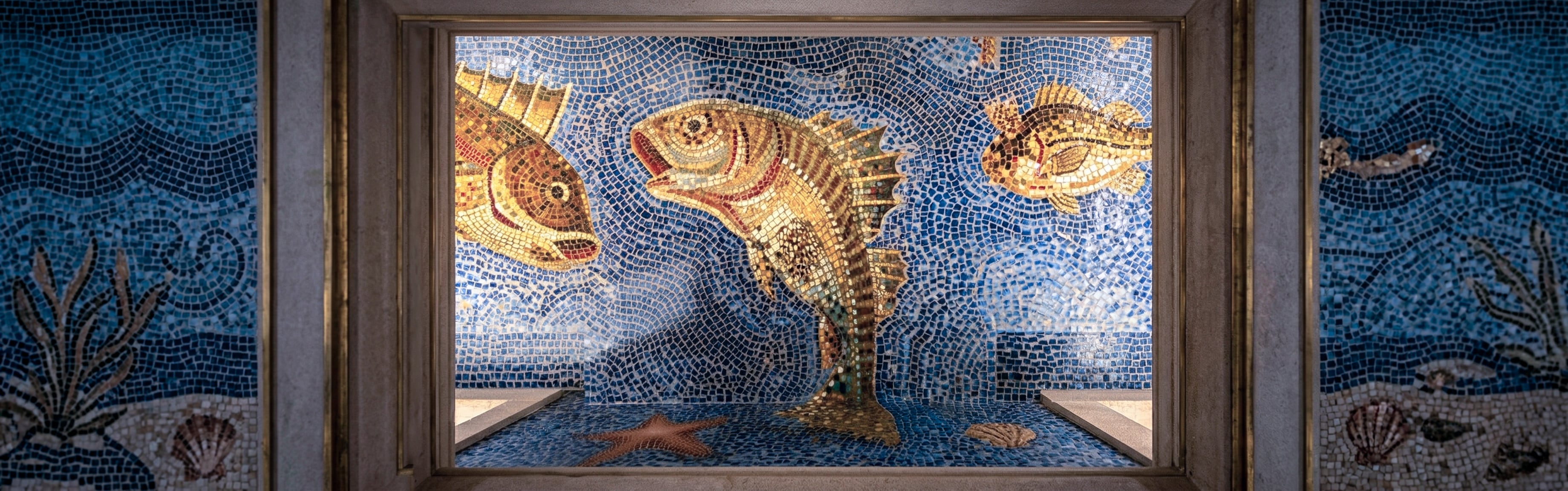 Gold Leaf Mosaic Fish Artwork